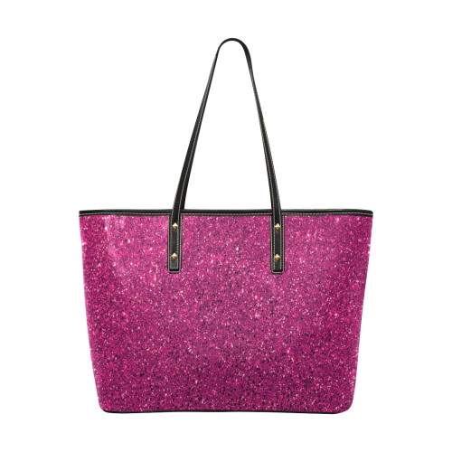 Hot Pink Glitter Chic Leather Tote Bag (Model 1709)