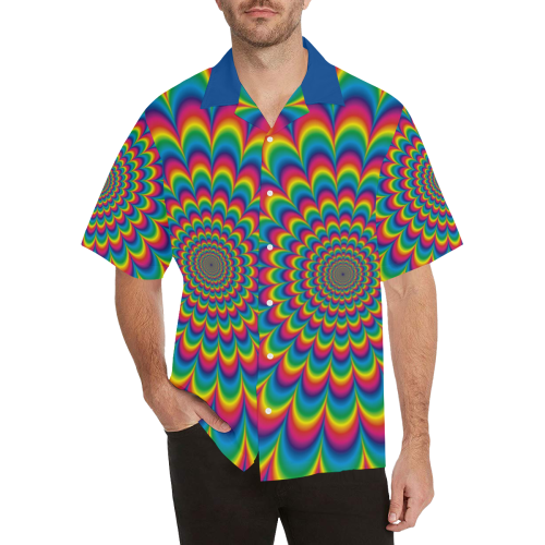 Crazy Psychedelic Flower Power Hippie Mandala Hawaiian Shirt (Model T58)