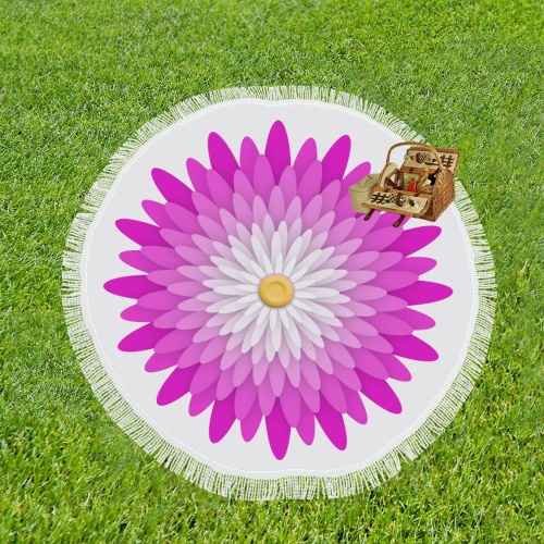 Flower Of Paper Cut - Pink Circular Beach Shawl 59"x 59"
