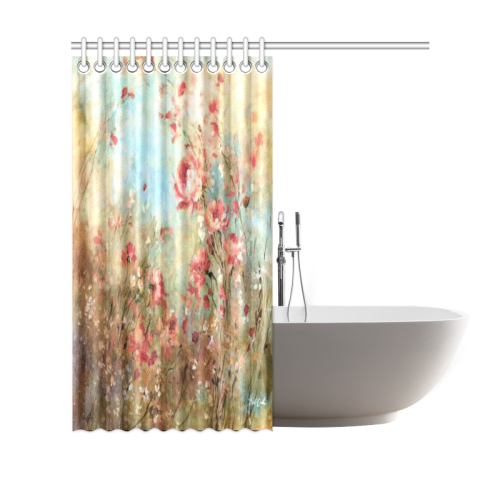 pink watercolor flowers Shower Curtain 69"x70"