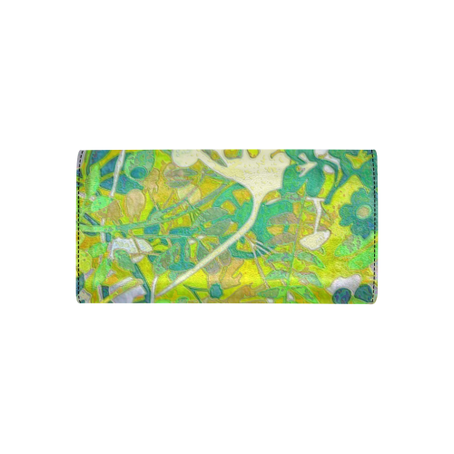 floral 1 abstract flowers in green Women's Flap Wallet (Model 1707)