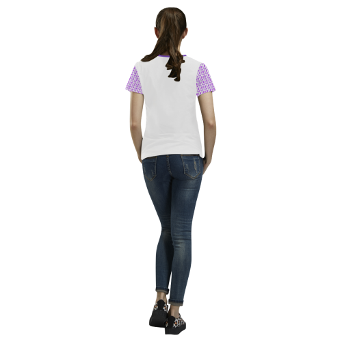NUMBERS Collection Symbols Sleeves Purple/White All Over Print T-shirt for Women/Large Size (USA Size) (Model T40)
