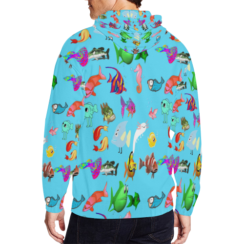 colorful fishes All Over Print Full Zip Hoodie for Men/Large Size (Model H14)