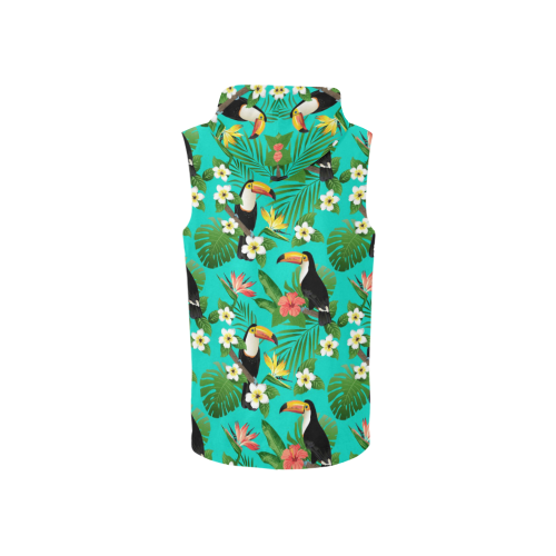 Tropical Summer Toucan Pattern All Over Print Sleeveless Zip Up Hoodie for Women (Model H16)