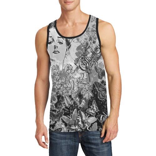 Lady and butterflies Men's All Over Print Tank Top (Model T57)