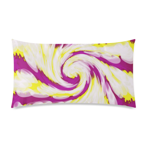 Pink Yellow Tie Dye Swirl Abstract Rectangle Pillow Case 20"x36"(Twin Sides)
