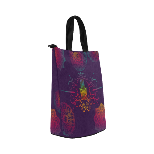 Hamsa Colorful Mandala Nylon Lunch Tote Bag (Model 1670)
