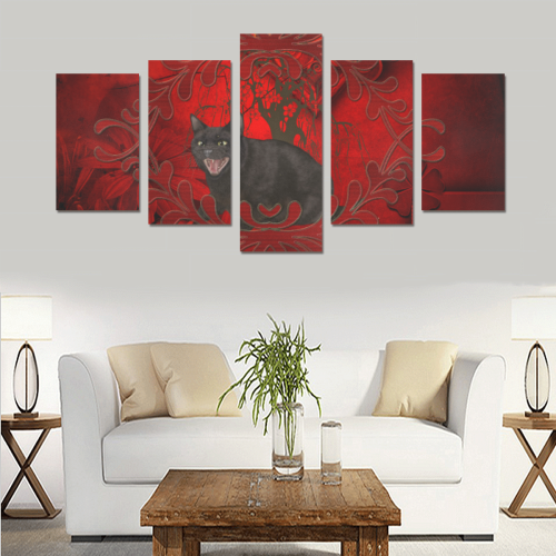 Funny angry cat Canvas Print Sets C (No Frame)