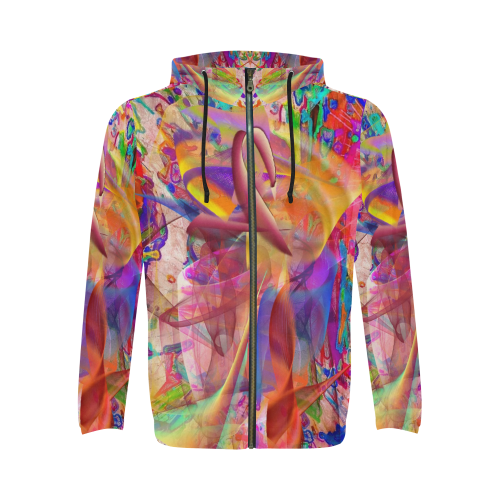 Batic by Nico Bielow All Over Print Full Zip Hoodie for Men/Large Size (Model H14)