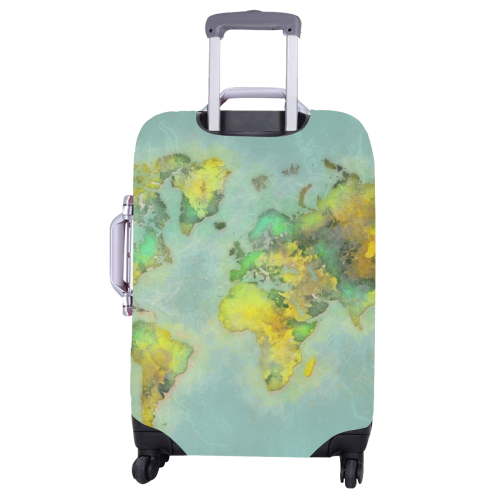 world map green #map #worldmap Luggage Cover/Large 26"-28"