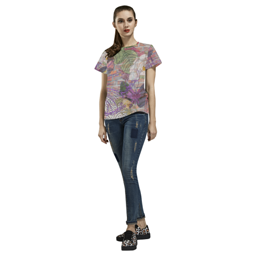 Graffiti Butterfly All Over Print T-Shirt for Women (USA Size) (Model T40)