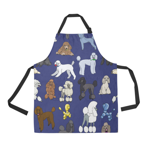 poodles navy All Over Print Apron