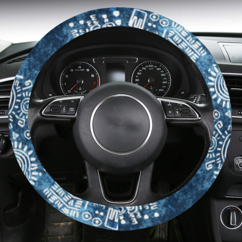 Africa Cultur Art Pattern - Rough Stamp 1 Steering Wheel Cover with Anti-Slip Insert