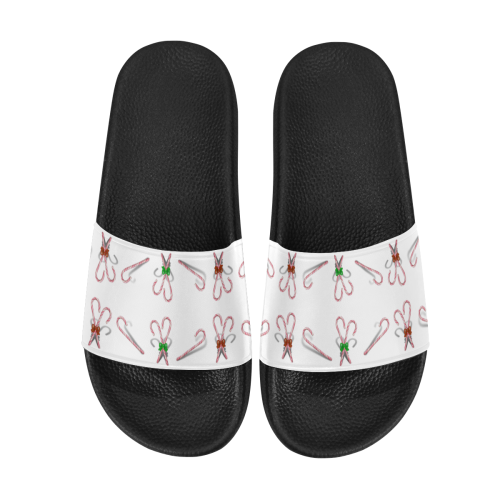 Christmas Candy Canes with Bows Women's Slide Sandals (Model 057)