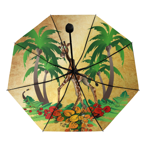 Cute giraffe with palm Anti-UV Foldable Umbrella (Underside Printing) (U07)