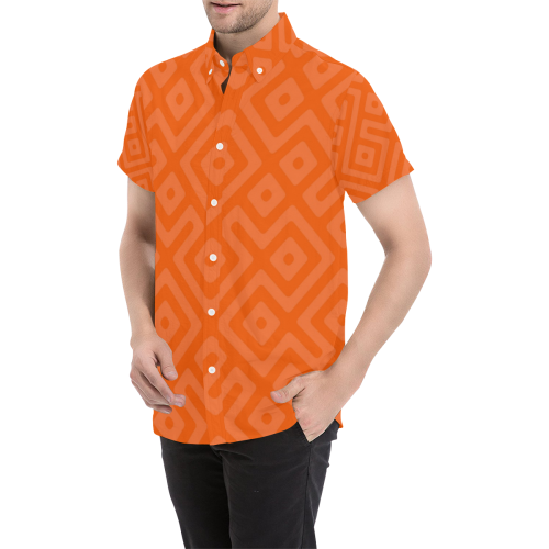 Orange Maze Men's All Over Print Short Sleeve Shirt (Model T53)