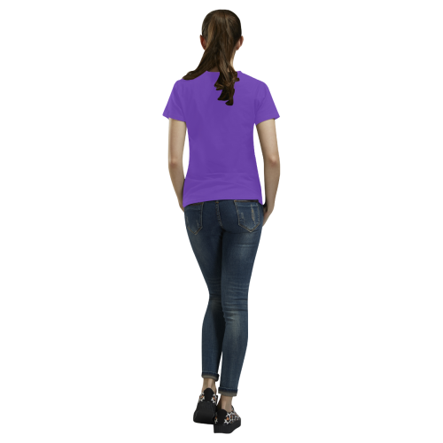 T-Shirt for Women(Purple and Black) All Over Print T-Shirt for Women (USA Size) (Model T40)