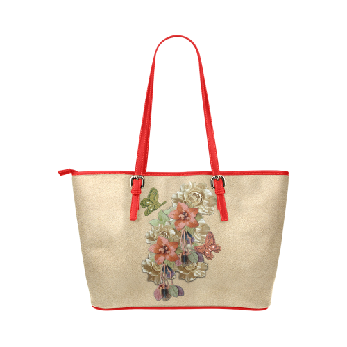 Leather craft flowers Leather Tote Bag/Small (Model 1651)