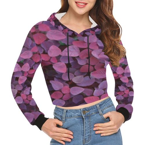 Rainbow leafs All Over Print Crop Hoodie for Women (Model H22)