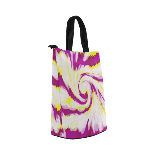 Pink Yellow Tie Dye Swirl Abstract Nylon Lunch Tote Bag (Model 1670)