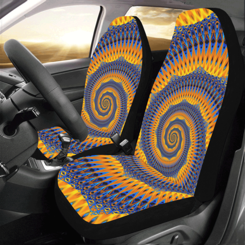 POWER SPIRAL POLYGON Orange Blue Car Seat Covers (Set of 2)