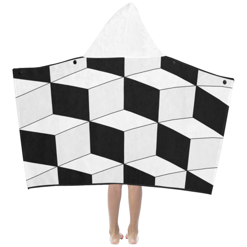 Abstract geometric pattern - black and white. Kids' Hooded Bath Towels