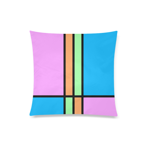 Mod Block Pink Blue Orange Green Custom Zippered Pillow Case 20"x20"(Twin Sides)