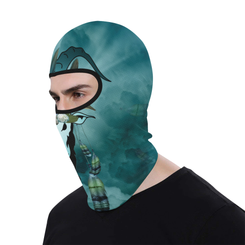 The billy goat with feathers and flowers All Over Print Balaclava