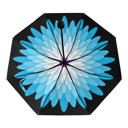 Flower Of Paper Cut - Turquoise Anti-UV Foldable Umbrella (Underside Printing) (U07)