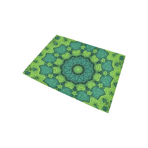 Green Theme Mandala Area Rug 5'3''x4'