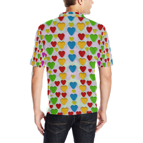So sweet and hearty as love can be Men's All Over Print Polo Shirt (Model T55)