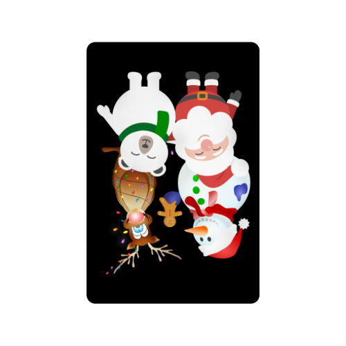 Christmas Gingerbread, Snowman, Santa Claus   Black Doormat 24"x16"