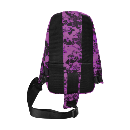 cloudy Skulls black purple by JamColors Chest Bag (Model 1678)