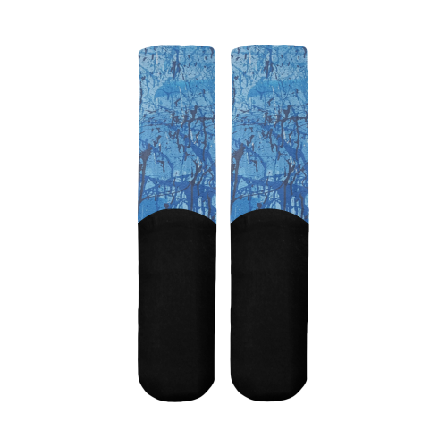 Blue splatters Mid-Calf Socks (Black Sole)