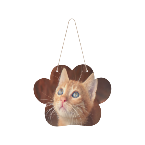 Orange Tabby And Butterfly Cat Paw Wood Door Hanging Sign
