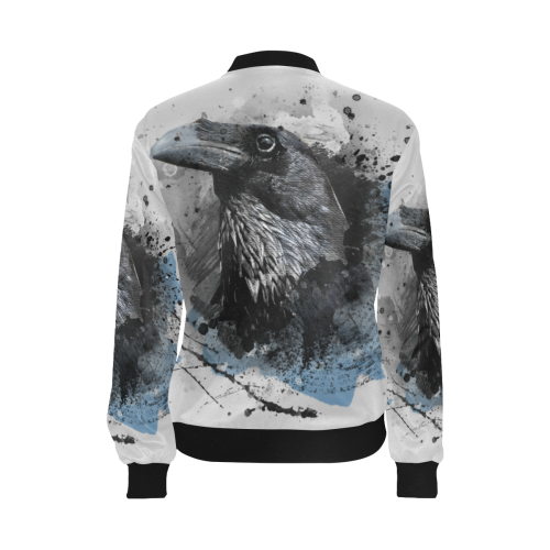 crow raven bird art #crow #raven All Over Print Bomber Jacket for Women (Model H36)