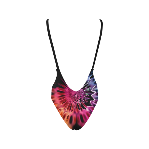 Magic Flower Flames Fractal - Psychedelic Colors Sexy Low Back One-Piece Swimsuit (Model S09)
