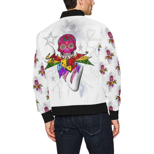 Skull Popart by Nico Bielow All Over Print Bomber Jacket for Men (Model H31)