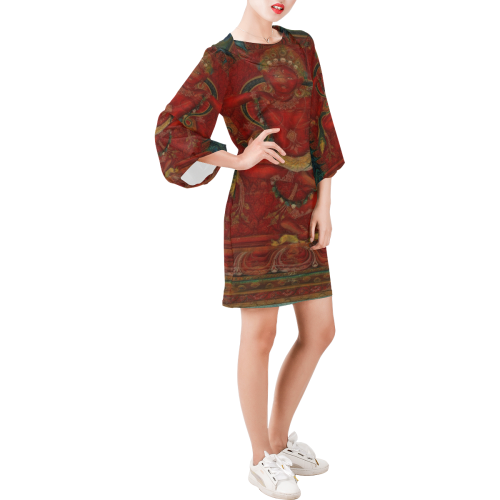 Kurukulla From Tibetan Buddhism Bell Sleeve Dress (Model D52)