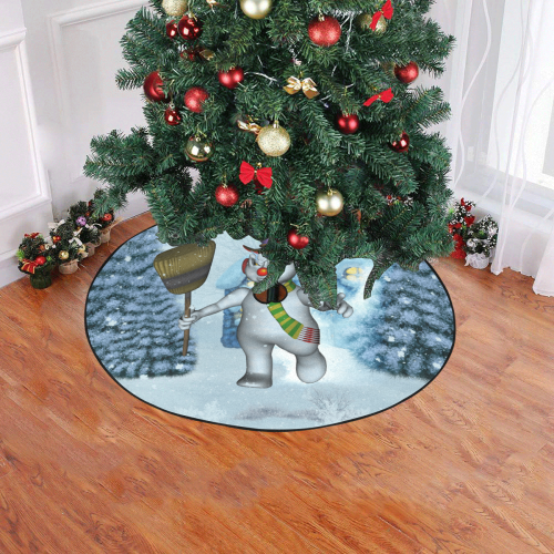 Funny grimly snowman Christmas Tree Skirt 47" x 47"