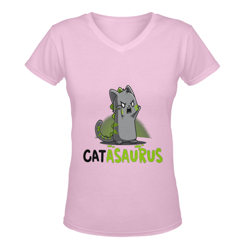 catasaurus Women's Deep V-neck T-shirt (Model T19)