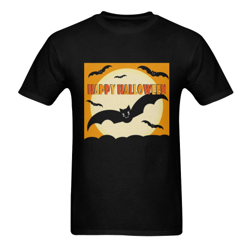 Happy Halloween Flying Bats Men's T-Shirt in USA Size (Two Sides Printing)