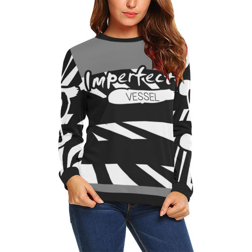 Gray 2 All Over Print Crewneck Sweatshirt for Women (Model H18)