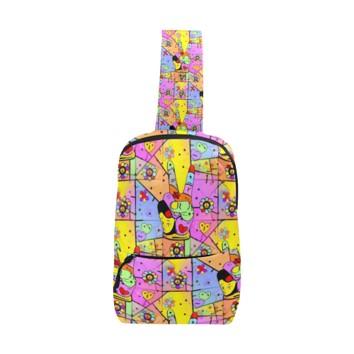 Peace Popart by Nico Bielow Chest Bag (Model 1678)