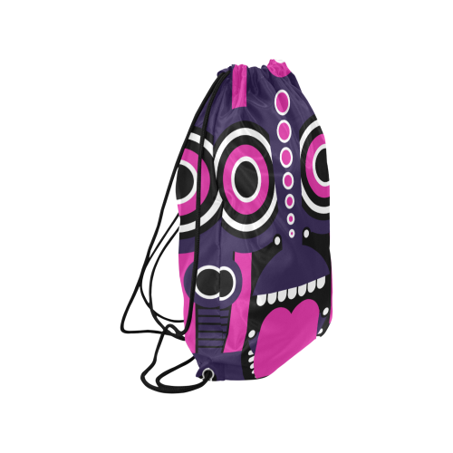 Pink Purple Tiki Tribal Small Drawstring Bag Model 1604 (Twin Sides) 11"(W) * 17.7"(H)