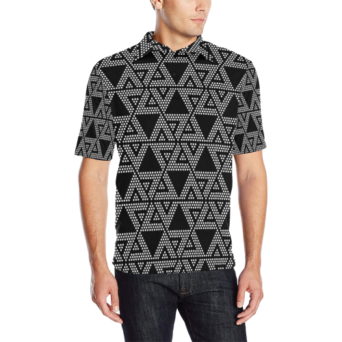 Polka Dots Party Men's All Over Print Polo Shirt (Model T55)