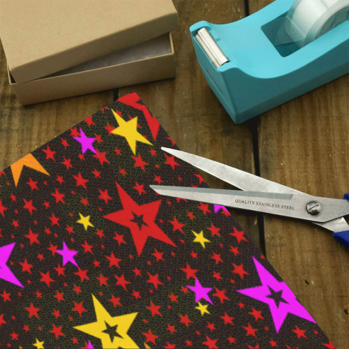 Stars Pattern red orange pink yellow Gift Wrapping Paper 58"x 23" (1 Roll)