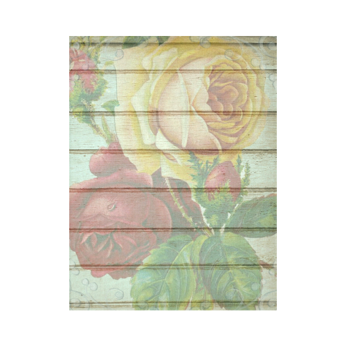 Vintage Wood Roses Cotton Linen Wall Tapestry 60"x 80"