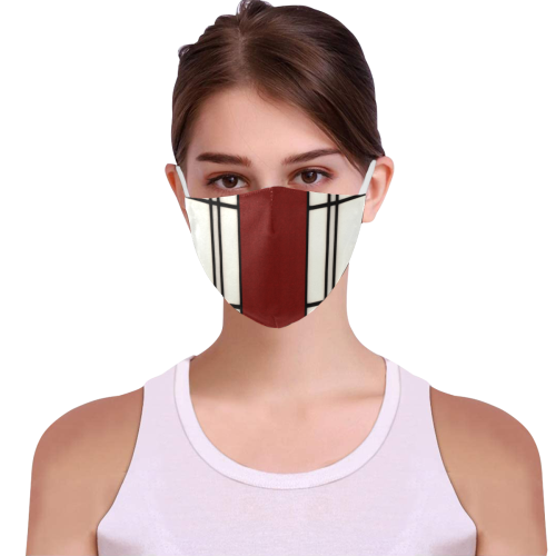japanese inspired shoji art design community face mask 3D Mouth Mask with Drawstring (60 Filters Included) (Model M04) (Non-medical Products)