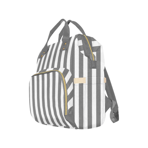 Grey Stripe Pattern Multi-Function Diaper Backpack/Diaper Bag (Model 1688)